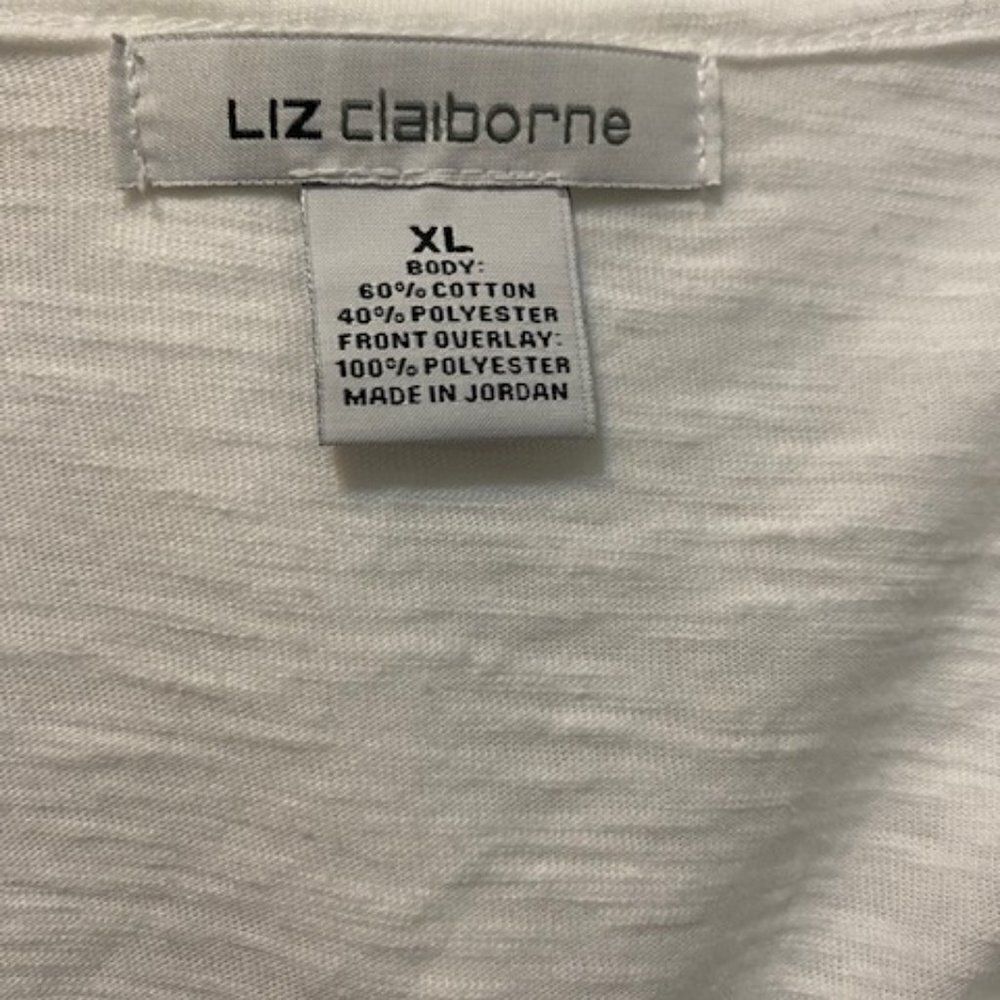 Liz Claiborne White short sleeve with lace overlay top, size XL - Picture 3 of 3